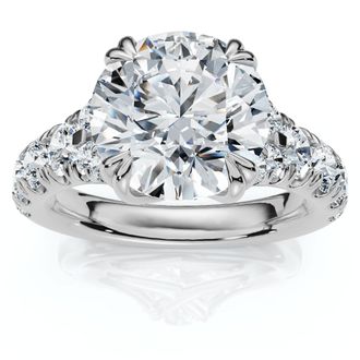Pompeii3 Certified 4Ct Vivian Diamond Engagement Round Diamond Ring 14k Gold Lab Grown