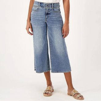 NYDJ Womens NYDJ HR Major Capri Jeans Blue Denim Medium Wash Wide Leg Zip-Fly JZZ697