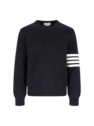 Thom Browne Blue 4 Bar Ribbed Sweater