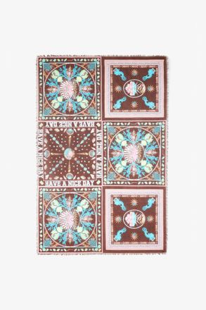Ganni Mixed Pareu Scarf in Printed Cotton Organic