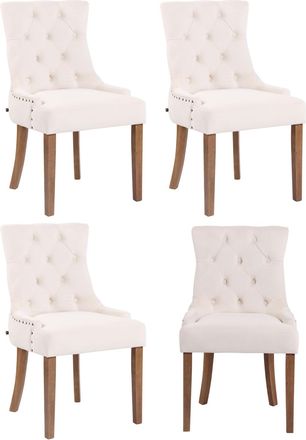 Clp Clp - Juego De 4 Sillas De Comedor Aberdeen En Terciopelo Crema Antiguo Claro