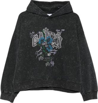 Ganni Graphic-print Acid-wash Hoodie