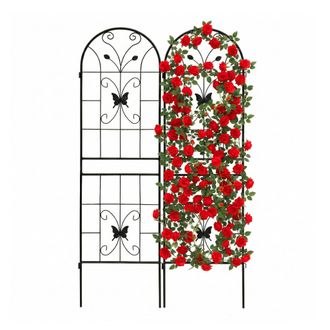 Relaxdays Relaxdays Enrejado, Juego De 2, 180 X 50 Cm, Metal, Para Trepadoras Y Rosales, Jard&iacute;n, Negro