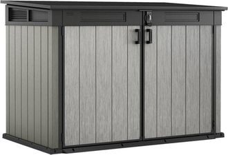 Dmora Dmora - Armario Exterior Leduc, Mueble Para Exteriores, Mueble De Jard&iacute;n Multiusos, Contenedor Para Balc&oacute;n O Garaje, 191x109 H133 Cm, Gris