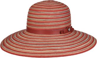 Lierys Schlapphut Summer Straw Hat Wide Brim Faux Leather Band Paper Straw Women Red