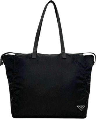 Prada Pre-owned Tote Bags, female, Black, Size: ONE SIZE Pre-owned Nylon Tote Bag