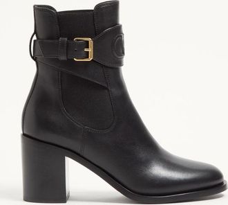 Valentino Garavani VLogo Embossed Calfskin Ankle Boot 75mm Wo