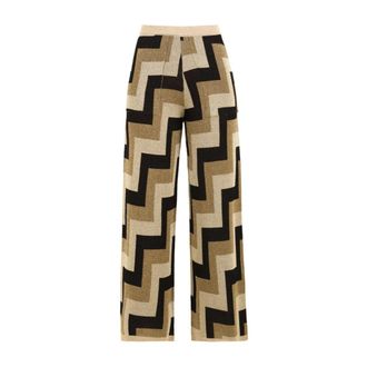 Akep Zig-Zag Jacquard Lurex Palazzo Broek - Dames - Wijde Broeken - Veelkleurig - XS - Broeken