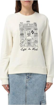 Karl Lagerfeld Sweatshirts, female, White, M, Parisian Print Sweatshirt