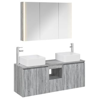 vidaXL Juego De Muebles De Ba&ntilde;o 4 Uds. Sonoma Gris Vidaxl