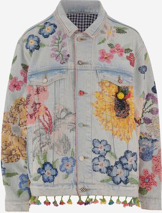 P&eacute;ro bestickte Jeansjacke