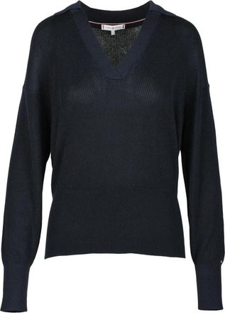Tommy Hilfiger Maglia - Dames - V-hals truien - Blauw - L - Truien & Vesten
