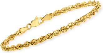 Ross-Simons 14kt Yellow Gold 3.2mm Rope-Chain Bracelet