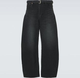 sacai Belted barrel-leg jeans