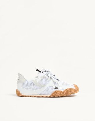 Valentino Garavani Amphibia Sneaker in Rubberised Calfskin and Split Leather Woman WHITE 35.5