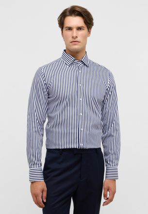 Eterna Langarmhemd ETERNA SLIM FIT, Herren, Gr. 44, Normalgr&ouml;ssen, dunkelblau, Satin, 100% Baumwolle, schmal, Manschette, Hemden Langarmhemd, NON IRON (b&uuml;gel
