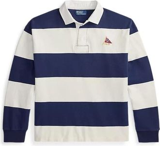 Polo Ralph Lauren Big Fit Gestreepte Jersey Rugby Shirt - Heren - Polos - Blauw - M - Katoen - Tops