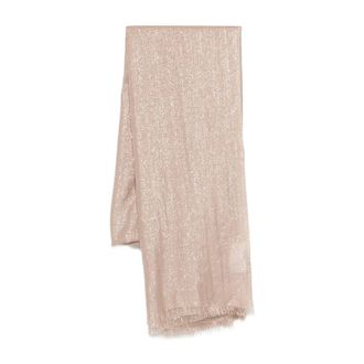 Brunello Cucinelli Accessoires, Dames, Beige, ONE Size, Kasjmier, Lurex Sjaal