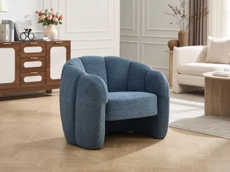 Vente-Unique Poltrona conchiglia in Tessuto ciniglia Blu - DELIPO