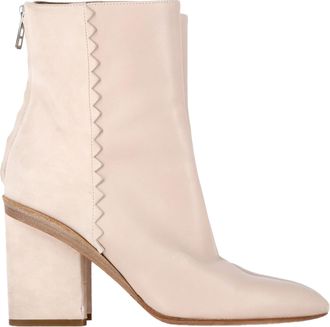 Hermès Pre-owned Womens Hermès Proof Ankle Boots in Cream Leather and Suede - Size EU 37