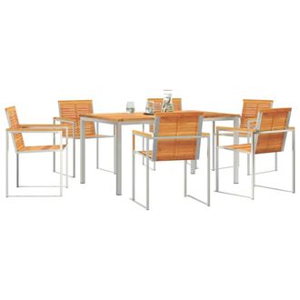 Berkfield Home Modern 7 Piece Garden Dining Set Solid Wood Acacia in Brown