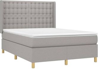 vidaXL Vidaxl - Cama Box Spring Colch&oacute;n Y Luces Led Tela Gris Claro 140x200 Cm