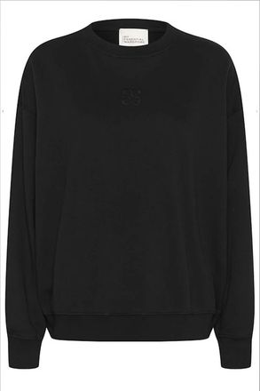 MY ESSENTIAL WARDROBE Sweatshirt met Geborduurd Logo - Dames - Sweatshirts - Zwart - S - Katoen - Hoodies & sweatvesten