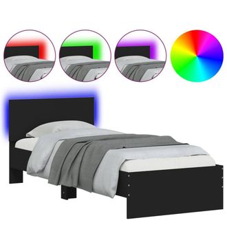 Berkfield Home Bed Frame Frame with LED Lights Black 75x190 cm Small Single