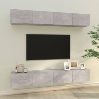 vidaXL Vidaxl - Muebles De Tv 4 Piezas Gris Hormig&oacute;n 100x30x30 Cm