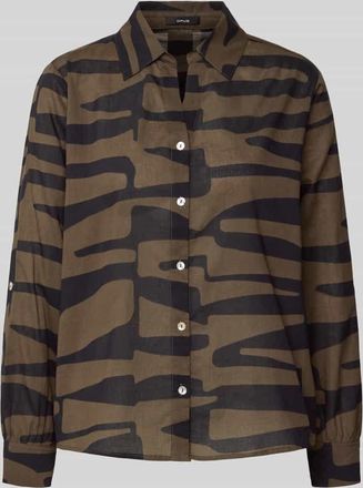 OPUS Regular Fit Bluse mit Knopfleiste Modell Fumani in Khaki, Größe 34