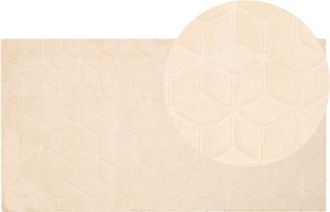 Beliani Beliani - Alfombra Beige 80 X 150 Cm Poli&eacute;ster Piel Sint&eacute;tica De Conejo Pelo Largo Thatta