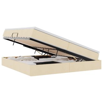 vidaXL Cama Con Almacenamiento Y Colch&oacute;n Crema 200 X 200 Cm Poli&eacute;ster Vidaxl