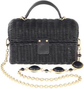 Judith Leiber Isla Wicker Basket Handbag in Champagne Black at Nordstrom