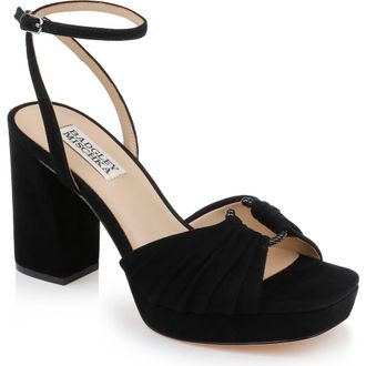 Badgley Mischka Veda Ankle Strap Platform Sandal in Black Suede at Nordstrom Rack, Size 8