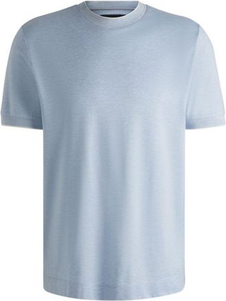 BOSS Cotton-silk T-shirt with fineline stripes