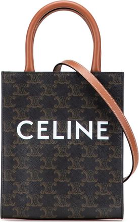 Celine Borsa a tracolla Vertical Cabas Triomphe mini in tela cerata 2023 - Marrone