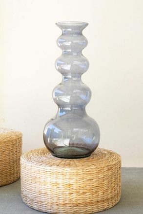 Kalalou Large Glass Bubble Vase - Blue