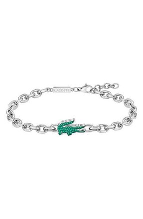 Lacoste Arthor Crocodile Chain Bracelet in Silver at Nordstrom