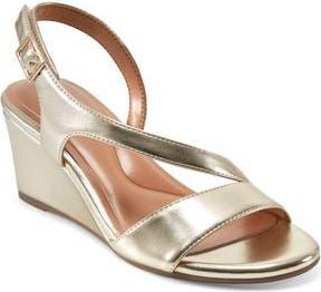 Easy Spirit Sezoe Faux Leather Wedge Sandal in Gold at Nordstrom Rack, Size 7.5