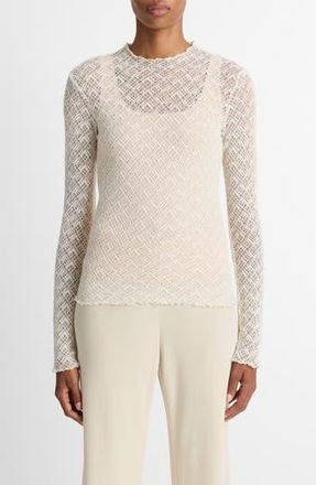 Vince Lace Mock Neck Top in Alabaster at Nordstrom Rack, Size X-Large