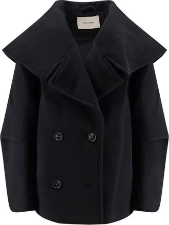 IVY OAK double-breasted wide-collar coat - Black