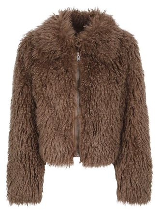 Stand Studio Plush Cropped Jacket With Rounded Collar