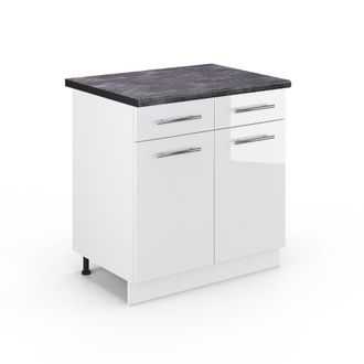 Vicco Mueble Bajo De Cocina Fame-line, Blanco Alto Brillo, 80 Cm, Et Antracita