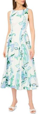 CeCe by Cynthia Steffe Floral Fit & Flare Cotton Midi Dress in Lavender Wave at Nordstrom Rack, Size X-Small