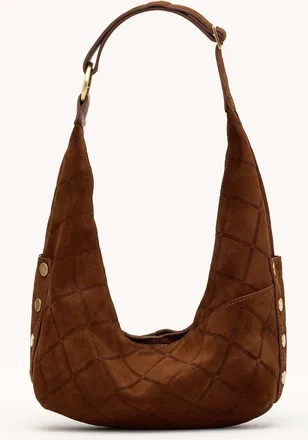 Hammitt Hammitt Tom Zip Chocolate Diamond Suede Antique Gold Med