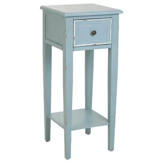 Wanderlust Deco Mesita de madera de 1 cajon azul