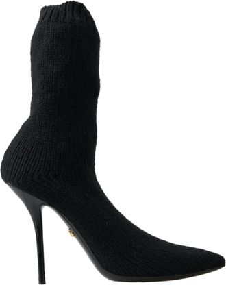 Dolce & Gabbana Black Stiletto Heel Mid Calf Women Boot Womens Shoes