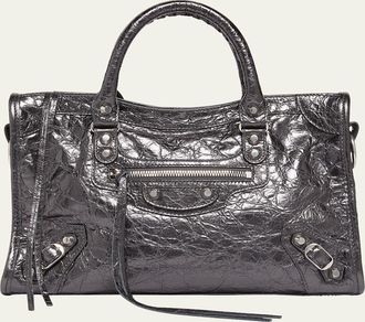 Balenciaga Le City Small Metallic Leather Tote Bag