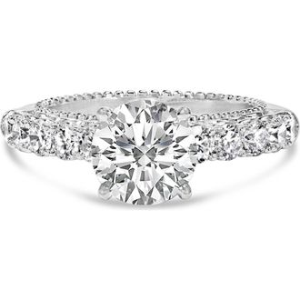 House of Brilliance 14K White Gold 3 1/5 Cttw Lab Grown Diamond Vintage Style Engagement Ring at Nordstrom, Size 6
