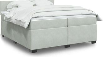 vidaXL Vidaxl - Cama Box Spring Con Colch&oacute;n Terciopelo Gris Claro 200x200 Cm
